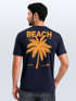Herren T-Shirt Backprint Sommer Funshirt mit Palmen Print Retro Typografie – Strand Urlaub Grafikshirt Kurzarm Baumwwolle Neverless®preview