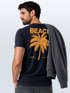 Herren T-Shirt Backprint Sommer Funshirt mit Palmen Print Retro Typografie – Strand Urlaub Grafikshirt Kurzarm Baumwwolle Neverless®preview