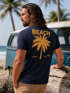 Herren T-Shirt Backprint Sommer Funshirt mit Palmen Print Retro Typografie – Strand Urlaub Grafikshirt Kurzarm Baumwwolle Neverless®preview