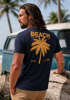 Herren T-Shirt Backprint Sommer Funshirt mit Palmen Print Retro Typografie – Strand Urlaub Grafikshirt Kurzarm Baumwwolle Neverless®preview