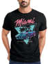 Herren T-Shirt Bedruckt Miami Beach Surfing Motiv USA Retro Automobil 80er Fashion Streetstyle Neverless®preview