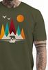 Herren T-Shirt Berge Bär Natur Polygon Outdoor Printshirt Aufdruck Wandern Männer Fashion Streetstyle Neverless®preview