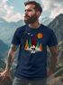 Herren T-Shirt Berge Bär Natur Polygon Outdoor Printshirt Aufdruck Wandern Männer Fashion Streetstyle Neverless®preview