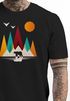 Herren T-Shirt Berge Bär Natur Polygon Outdoor Printshirt Aufdruck Wandern Männer Fashion Streetstyle Neverless®preview