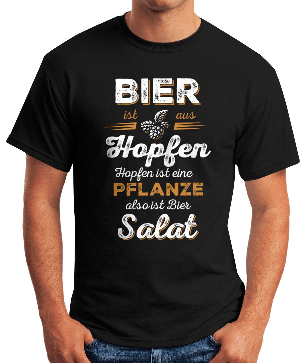 MoonWorks Oktoberfest T-Shirt 'Hopfen' - Lustiges Bier-Shirt Mit Individuellem Namen
