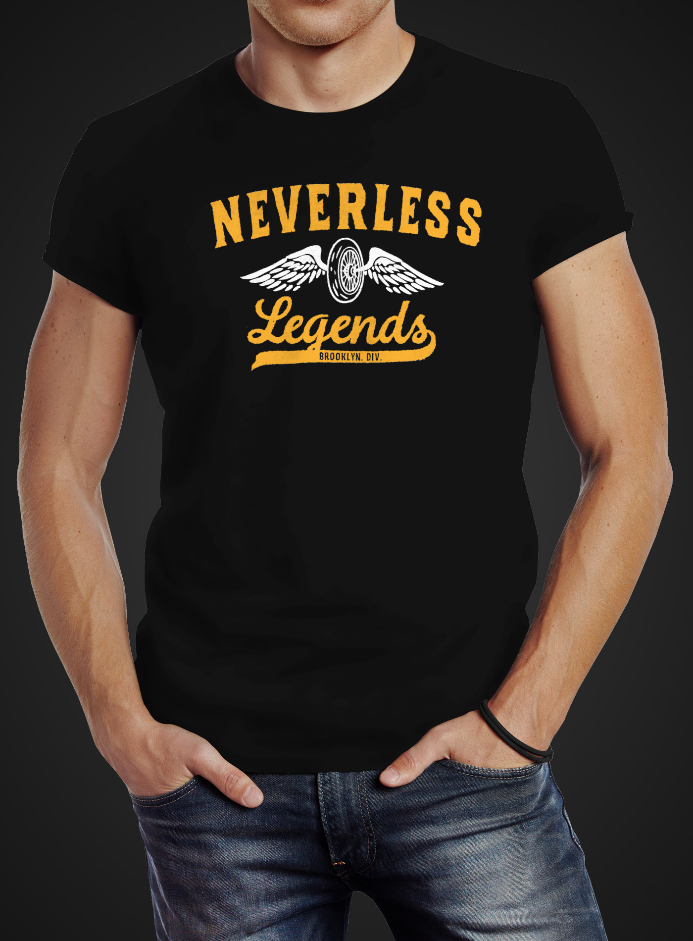 Neverless Damen T-Shirt Mit Biker-Motiv – Slim Fit, 100% Baumwolle, Größen XS Bis XXL