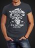 Herren T-Shirt Biker Motorrad Motiv Freedom is a full Tank Skull Totenkopf Slim Fit Neverless®preview