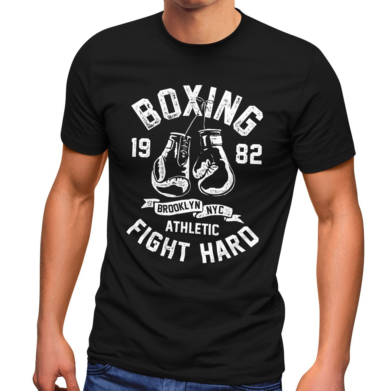 Herren T-Shirt boxen Boxing fight hard Brooklyn NYC Retro Motiv Sport Fashion Streetstyle Neverless®