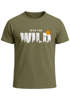 Herren T-Shirt Brustprint Bedruckt Into the Wild Schriftzug Outdoor Fashion Streetstyle Grafik-Shirt Neverless®preview