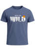 Herren T-Shirt Brustprint Bedruckt Into the Wild Schriftzug Outdoor Fashion Streetstyle Grafik-Shirt Neverless®preview