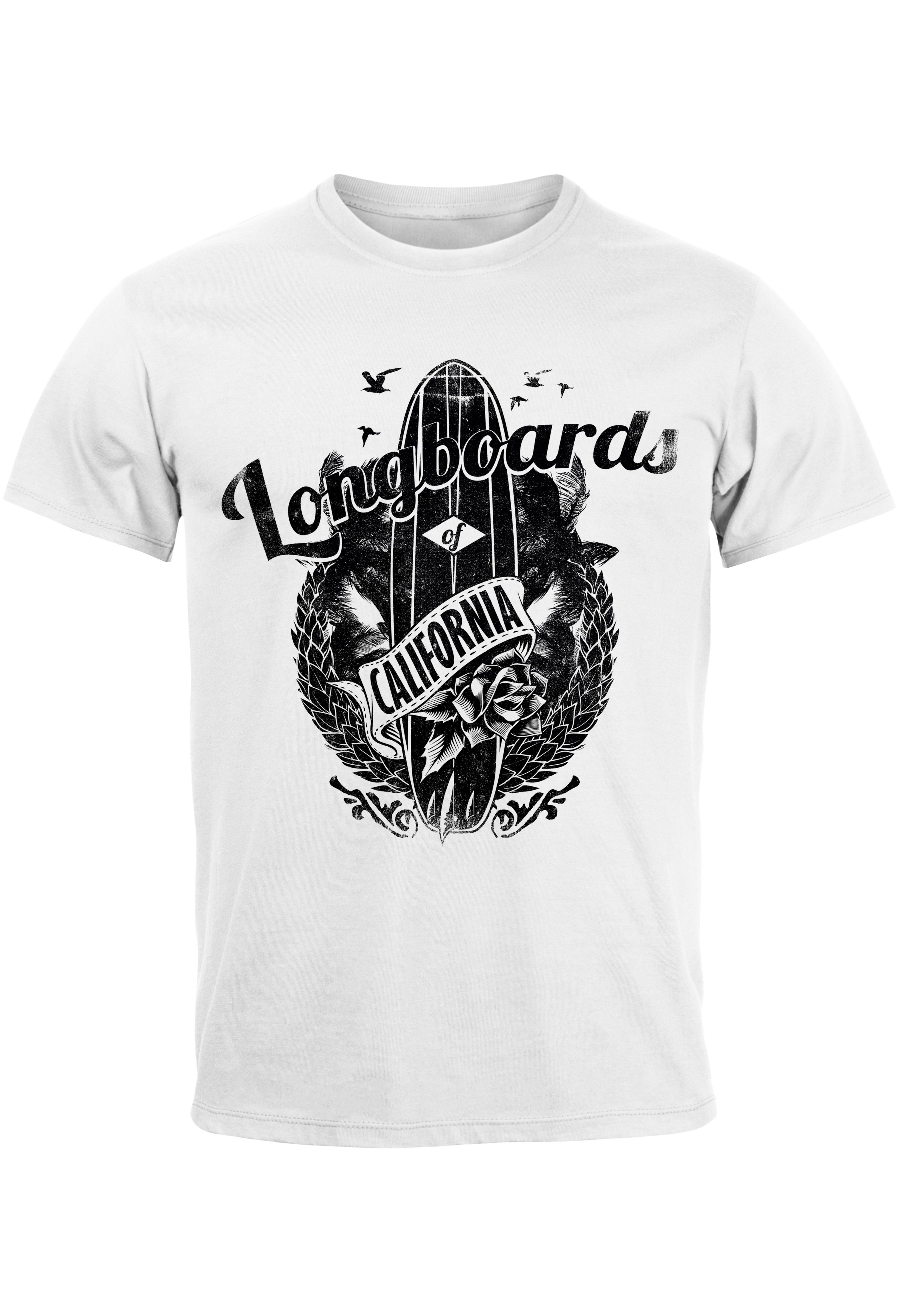 Herren TShirt California Longboards Surfing Surfboard Slim Fit