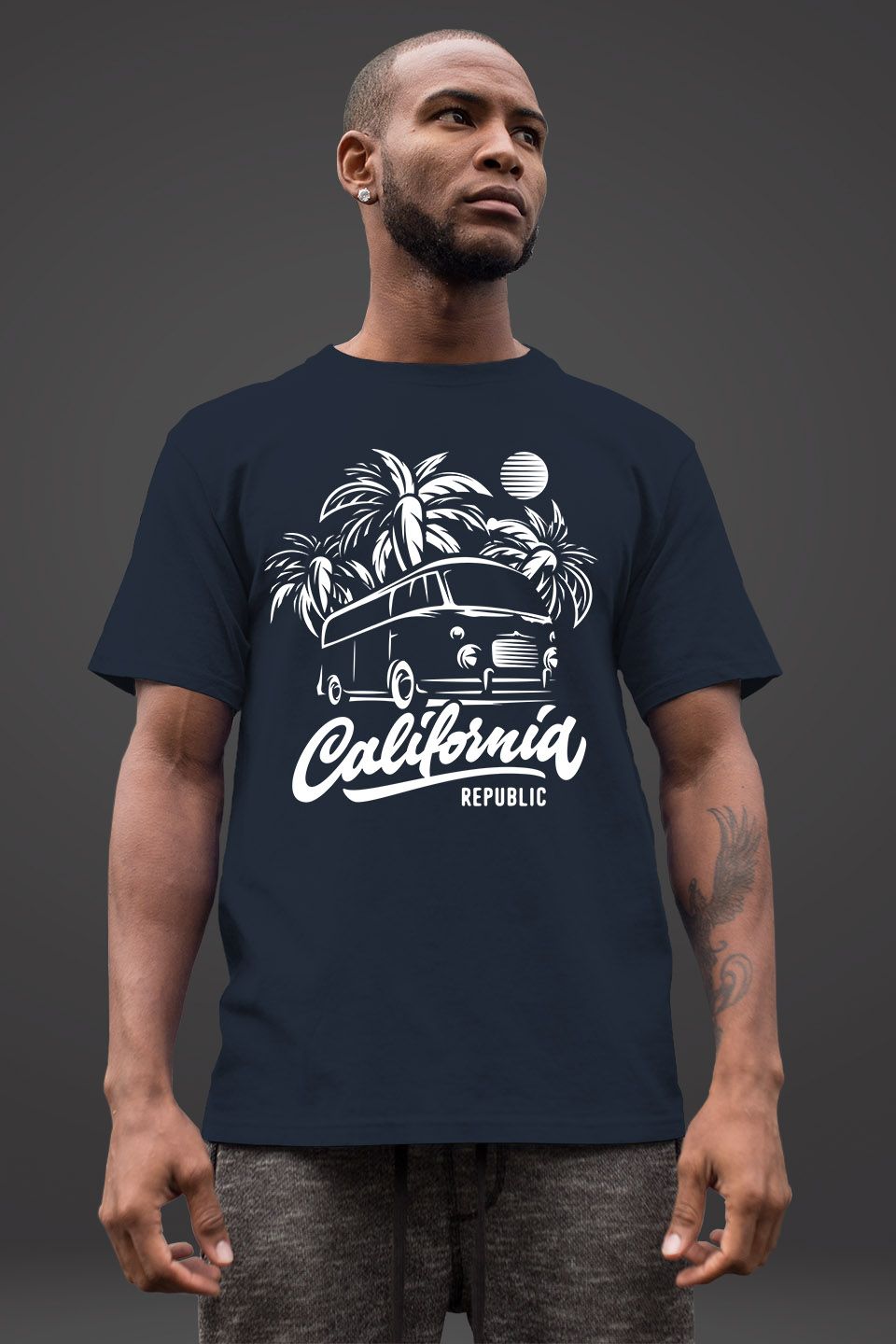 Herren T-Shirt California Surf Retro Bus Abenteuer Urlaub Palmen Slim ...
