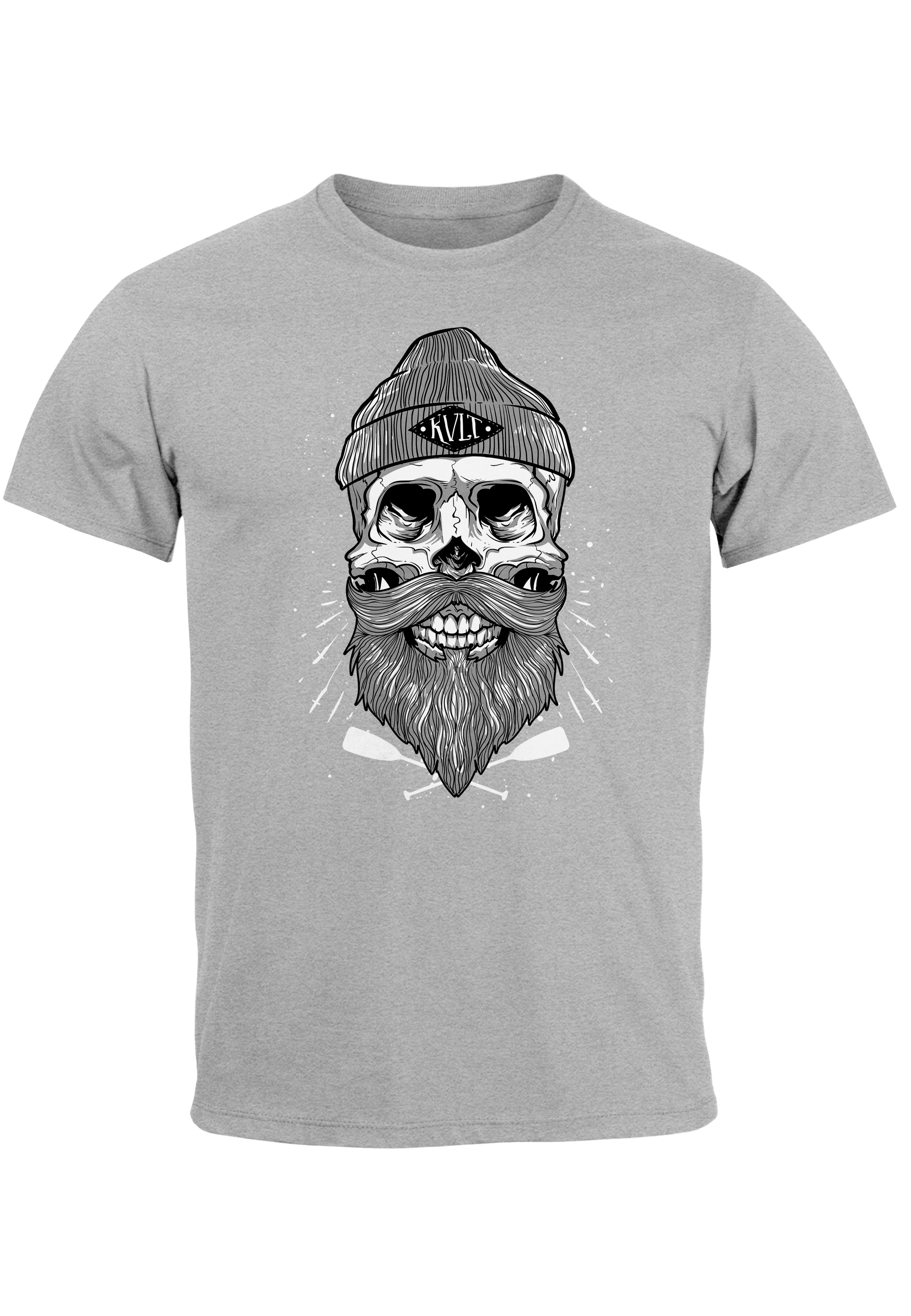 Camiseta Hombre Captain Skull Beard - Slim Fit, Negro - Neverless