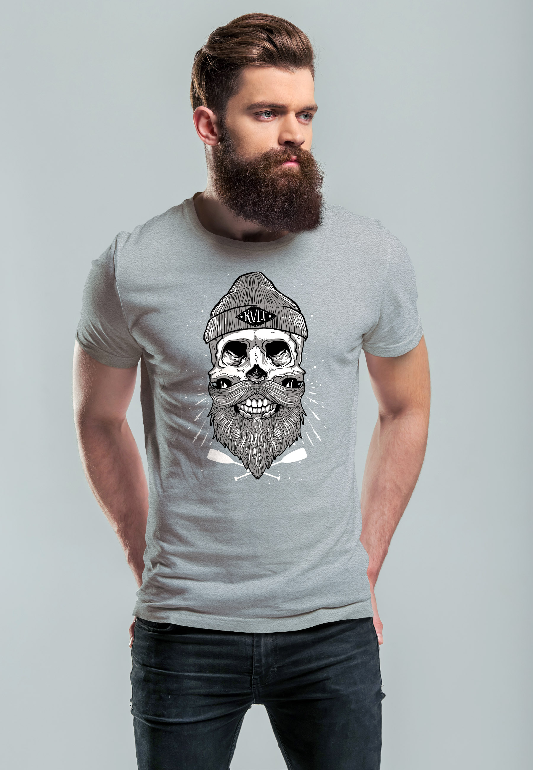 Ilustración De Un Viejo Pirata Calavera A Bordo De Un Barco Un Retrato De Un Capitán Un Fondo
