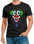 Herren T-Shirt Clown Gesicht Fasching Karneval Kostüm-Ersatz Verkleidung Last Minute Faschingskostüme Männer Funshirt Moonworks®preview