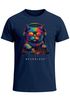 Herren T-Shirt DJ Katze Musik Print Festival EDM Shirt mit Katzenmotiv am DJ-Pult – Streetwear für Musikfans Club Sommer Neverless®preview