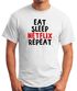 Herren T-Shirt Eat sleep Netflix repeat Fun-Shirt Spruch-Shirt Moonworks®preview