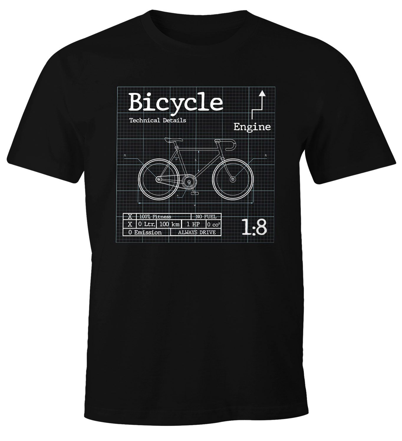 Herren TShirt Fahrrad Radfahren Bicycle Engine Bike