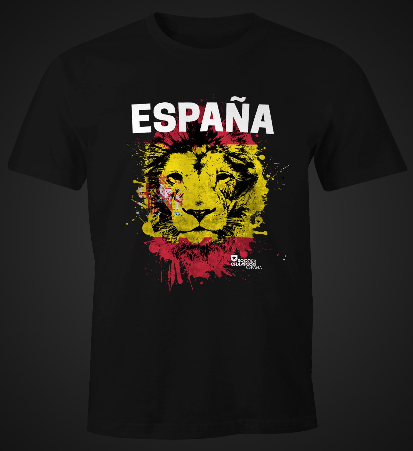Herren T-Shirt Fanshirt Spanien Fußball EM WM Löwe Flagge ...