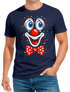 Herren T-Shirt Fasching Karneval - Clowngesicht -Kostüm-Ersatz Verkleidung Last Minute Faschingskostüme Printshirt Männer Funshirt Moonworks®preview