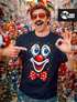 Herren T-Shirt Fasching Karneval - Clowngesicht -Kostüm-Ersatz Verkleidung Last Minute Faschingskostüme Printshirt Männer Funshirt Moonworks®preview