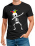 Herren T-Shirt Fasching Karneval Dabbing Skelett Kostüm Verkleidung Faschingskostüme Männer Funshirt Moonworks®preview