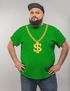 Herren T-Shirt Fasching Karneval Dollarkette Rapper Gangster Kostüm Verkleidung Faschingskostüme Männer Funshirt Moonworks®preview