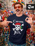 Herren T-Shirt Fasching Karneval Pirat Captain Jeck Kostüm-Ersatz Verkleidung Faschingskostüme Männer Moonworks®preview