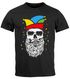 Herren T-Shirt Fasching Karneval Totenkopf mit Narrenkappe Kostüm-Ersatz Verkleidung Faschingskostüme Männer Moonworks®preview