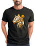 Herren T-Shirt Fashion Polygon Print Luchs Wald Tiere Outdoor Motiv Aufdruck Streetstyle Neverless®preview