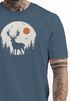 Herren T-Shirt Frontprint Hirsch Wald Outdoor Natur Wildnis Printshirt Männer Fashion Streetstyle Neverless®preview