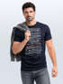 Herren T-Shirt Frontprint Minimalismus Wellen Meer Aufdruck Printshirt Sommer Fashion Streetstyle Neverless®preview