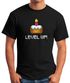 Herren T-Shirt Geburtstag Level Up Pixel-Torte Retro Gamer Pixelgrafik Geschenk Arcade Fun-Shirt Moonworks®preview