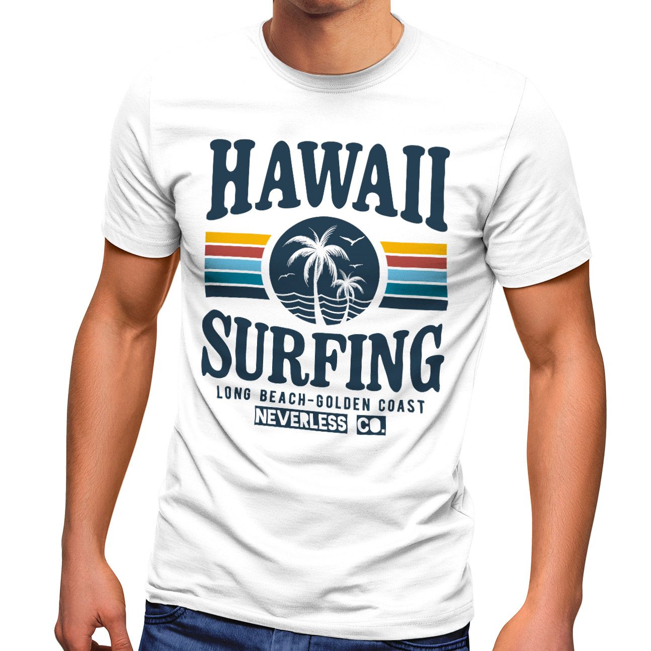 Herren T-Shirt Hawaii Surfing Sommer Strand Palme Print Fashion Streetstyle Neverless®