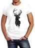 Herren T-Shirt Hirsch Geweih Kopf Deer Watercolor Polygon Tier Slim Fit Neverless®preview