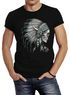 Herren T-Shirt Indianer Federn Häuptling Totenkopf Skull Feather Neverless®preview