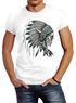 Herren T-Shirt Indianer Federn Häuptling Totenkopf Skull Feather Neverless®preview