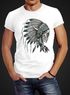 Herren T-Shirt Indianer Federn Häuptling Totenkopf Skull Feather Neverless®preview