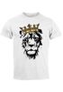 Herren T-Shirt König der Tiere Löwen-Kopf mit Krone Slim Fit Neverless®preview