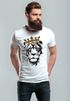 Herren T-Shirt König der Tiere Löwen-Kopf mit Krone Slim Fit Neverless®preview