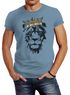 Herren T-Shirt König der Tiere Löwen-Kopf mit Krone Slim Fit Neverless®preview