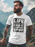 Herren T-Shirt Life begins at the end of your Comfort Zone Zitat Quote Outdoor Survival Fashion Streetstyle Neverless®preview