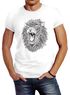Herren T-Shirt Löwe Mandala Atzekenmuster Boho Atzec Federn Ethno Lion Neverlesspreview
