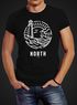 Herren T-Shirt Logo Outline Art maritim Leuchtturm Welle Aufdruck North Slim Fit Neverless®preview