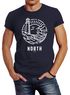 Herren T-Shirt Logo Outline Art maritim Leuchtturm Welle Aufdruck North Slim Fit Neverless®preview