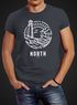 Herren T-Shirt Logo Outline Art maritim Leuchtturm Welle Aufdruck North Slim Fit Neverless®preview