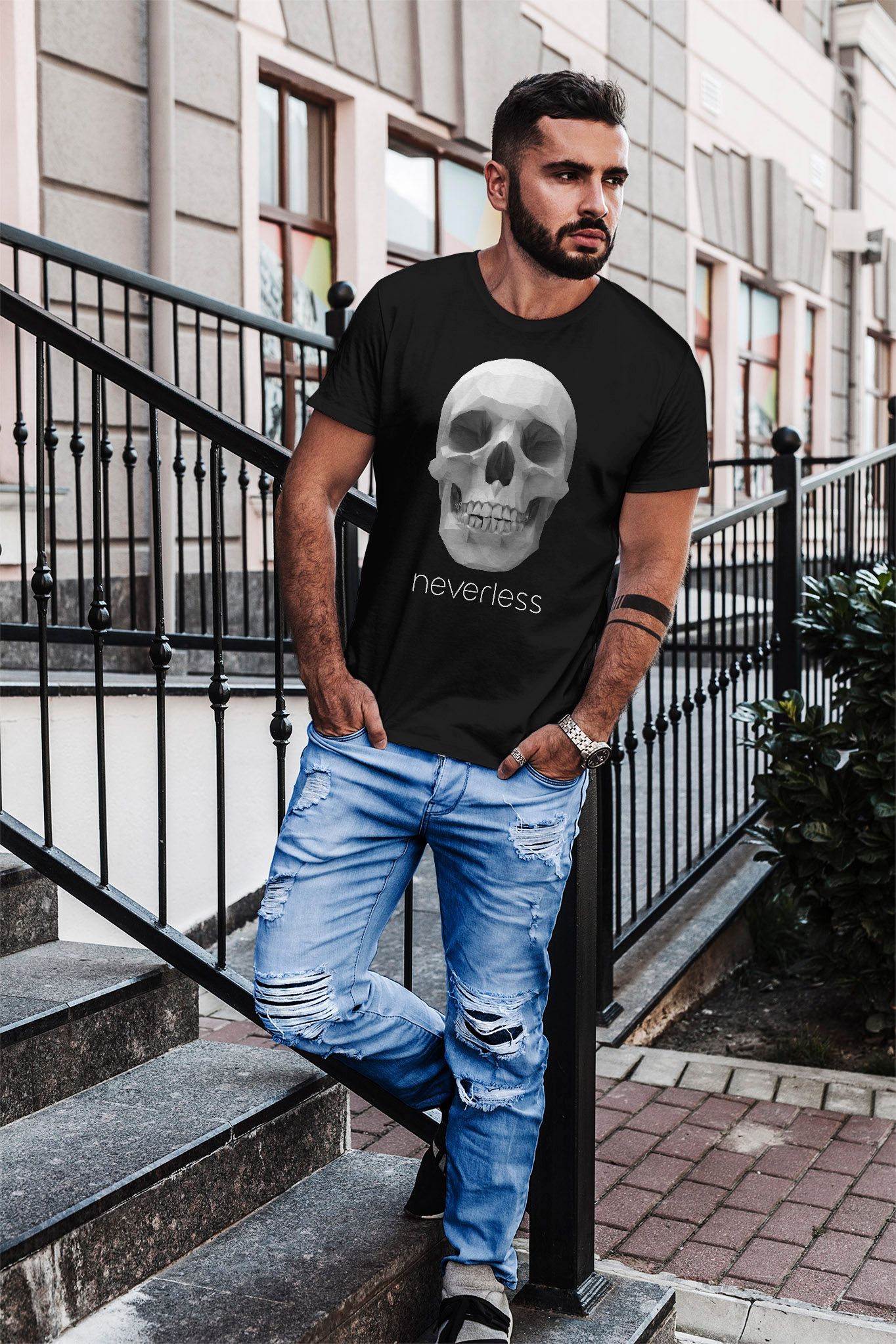 Herren T-Shirt Skull Totenkopf Schädel Slim Fit Neverless®