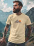 Herren T-Shirt mit Berg Print Grafikshirt mit Sonne Linien-Design Baumwolle Outdoor Style Naturmotiv für Freizeit Urlaub Neverless®preview