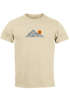 Herren T-Shirt mit Berg Print Grafikshirt mit Sonne Linien-Design Baumwolle Outdoor Style Naturmotiv für Freizeit Urlaub Neverless®preview