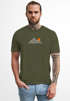 Herren T-Shirt mit Berg Print Grafikshirt mit Sonne Linien-Design Baumwolle Outdoor Style Naturmotiv für Freizeit Urlaub Neverless®preview